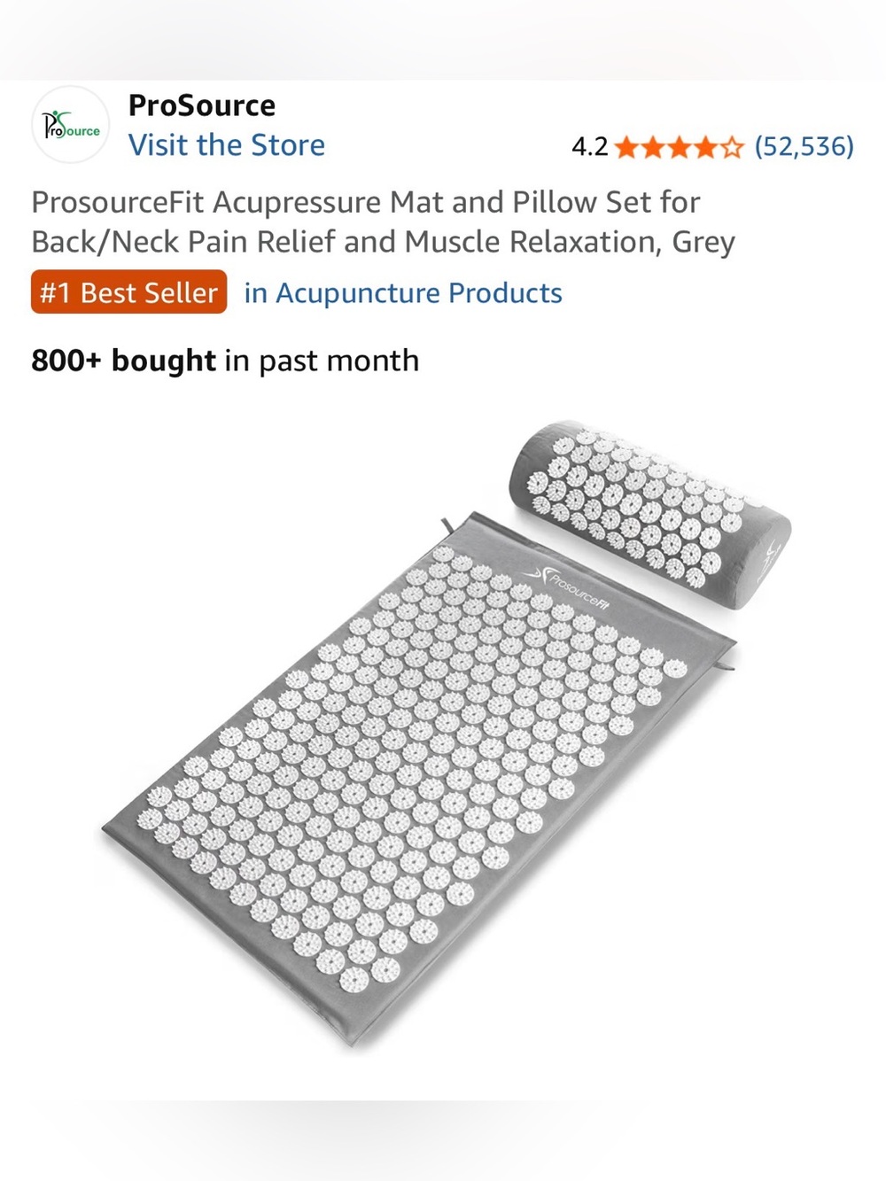 Prosource Acupressure Mat and Pillow Set - Pain Relief & Muscle Relaxation